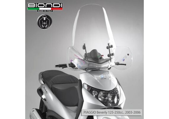 BIONDI WINDSCREEN PIAGGIO BEVERLY 200 250 S 2003-2010 HIGH 70X77CM CLEAR