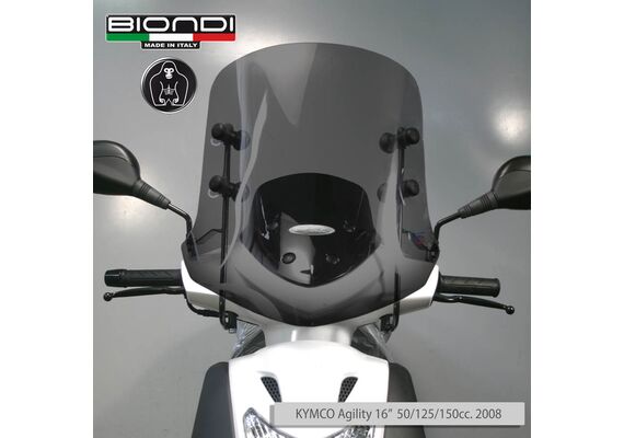 BIONDI WINDSCREEN KYMCO AGILITY 125-200 ALL MODELS 2005-2024 49X46CM GREY