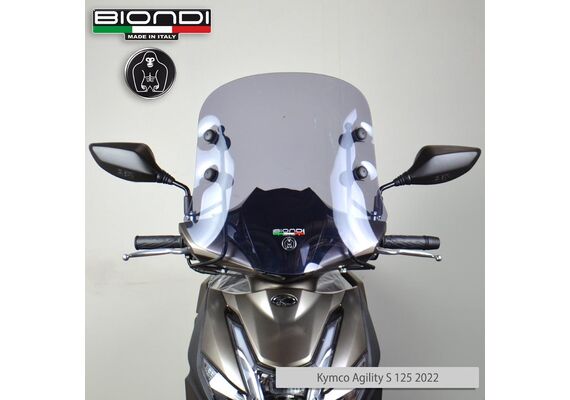 BIONDI WINDSCREEN KYMCO AGILITY 125-200 ALL MODELS 2005-2024 49X46CM GREY